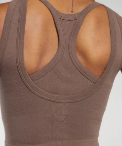 DAMES Gymshark Croptops|T-shirts*Ribbed Cotton Seamless Body Fit Tank