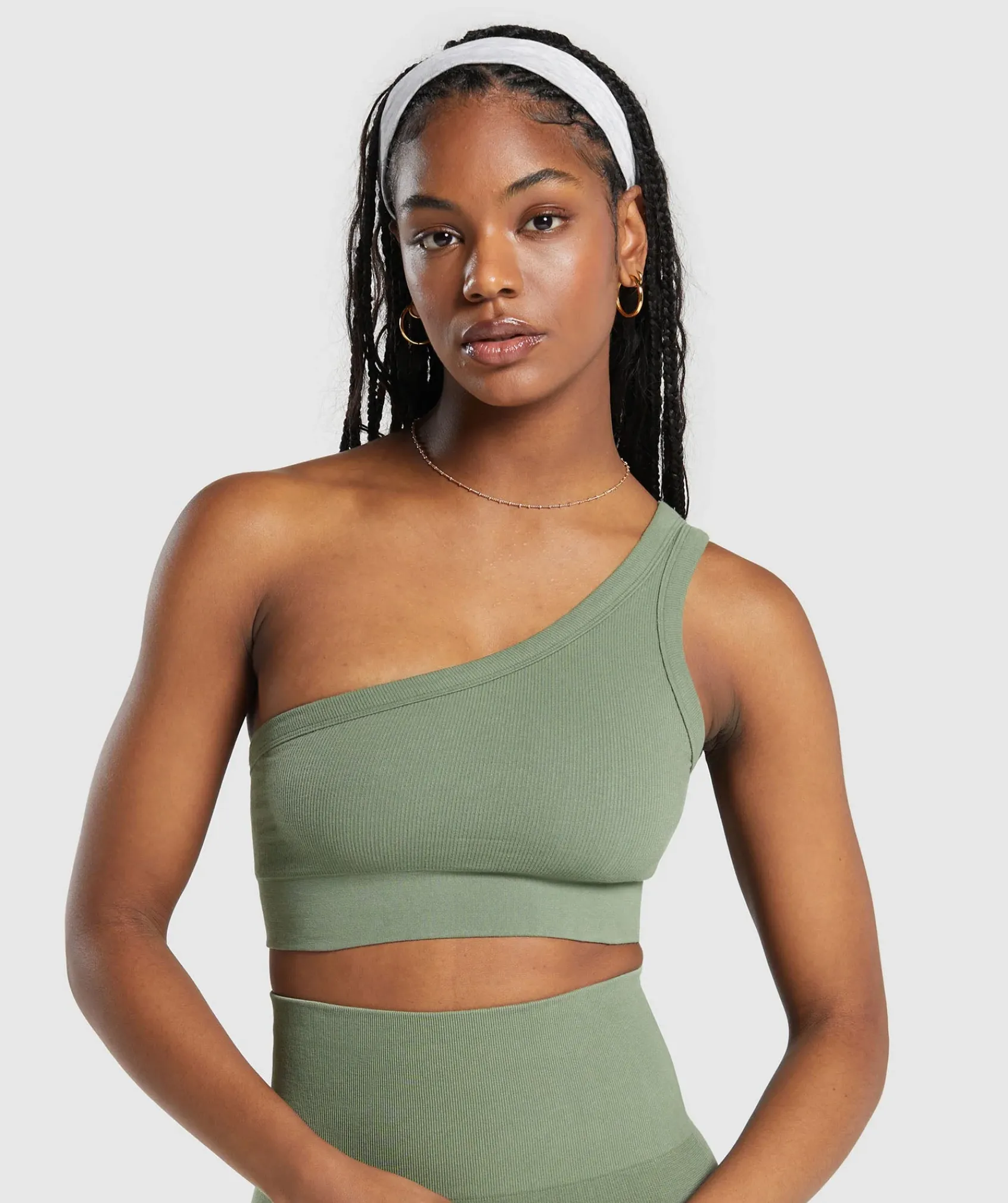 DAMES Gymshark Sport-bh's*Ribbed Cotton Seamless One Shoulder Bra
