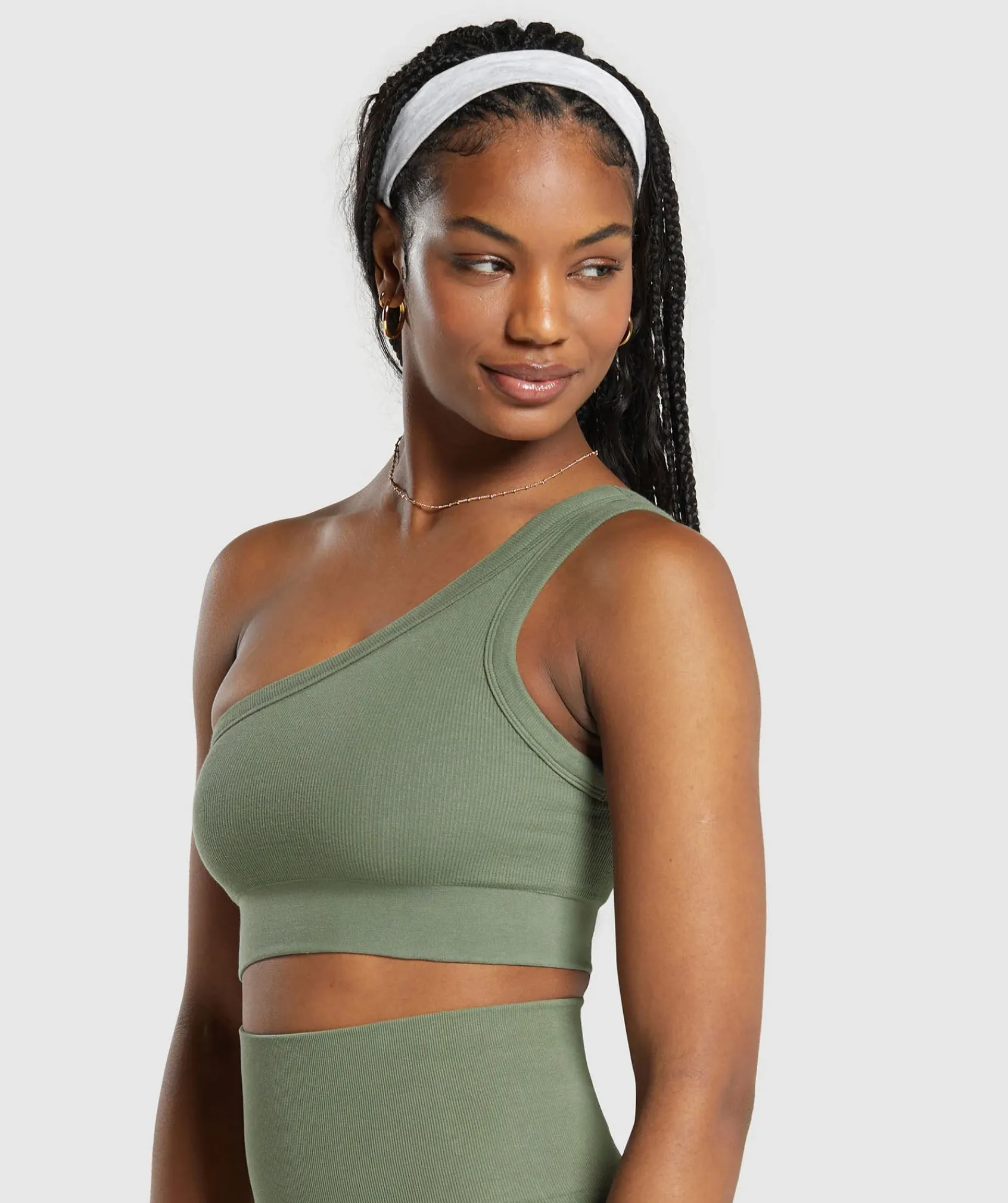 DAMES Gymshark Sport-bh's*Ribbed Cotton Seamless One Shoulder Bra