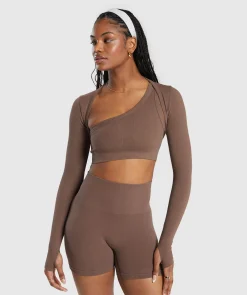 DAMES Gymshark T-shirts*Ribbed Cotton Seamless Shrug