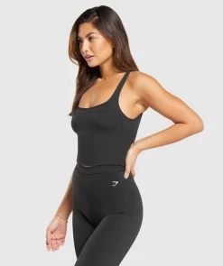 DAMES Gymshark Croptops|Tanktops*Scoop Back Crop Tank- Black
