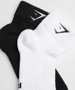 Gymshark Sportsokken|Enkelsokken*Sharkhead Embroidered Quarter Socks 2pk