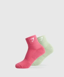 Gymshark Sportsokken|Enkelsokken*Sharkhead Embroidered Quarter Socks 2pk
