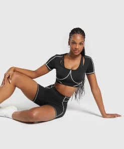 DAMES Gymshark Croptops|T-shirts*Stitch Feature Crop Top