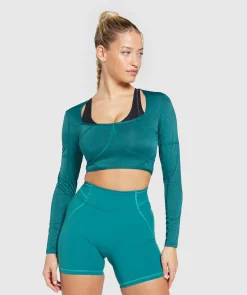 DAMES Gymshark Croptops|T-shirts*Stitch Feature Long Sleeve Crop Top
