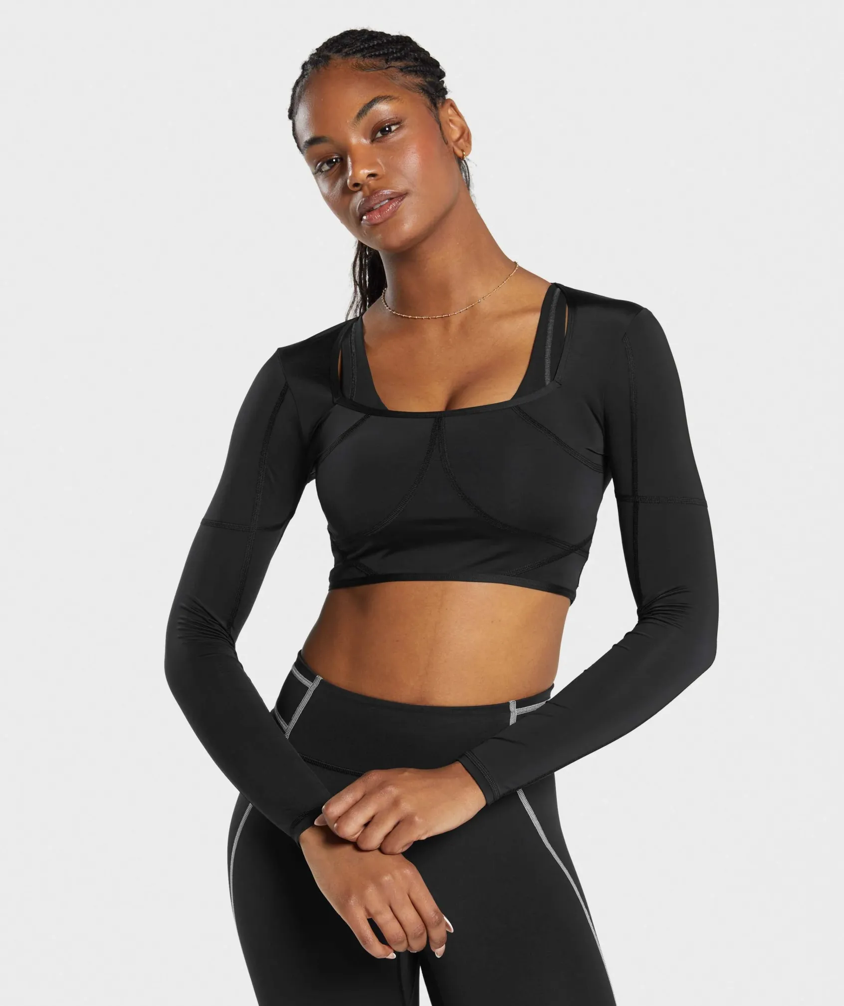 DAMES Gymshark Croptops|T-shirts*Stitch Feature Long Sleeve Crop Top