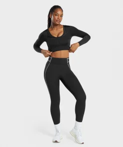 DAMES Gymshark Croptops|T-shirts*Stitch Feature Long Sleeve Crop Top
