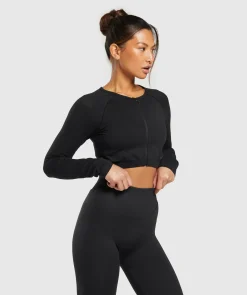 DAMES Gymshark Croptops|T-shirts*Sweat Seamless Long Sleeve Zip Crop Top