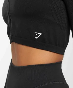 DAMES Gymshark Croptops|T-shirts*Sweat Seamless Long Sleeve Zip Crop Top
