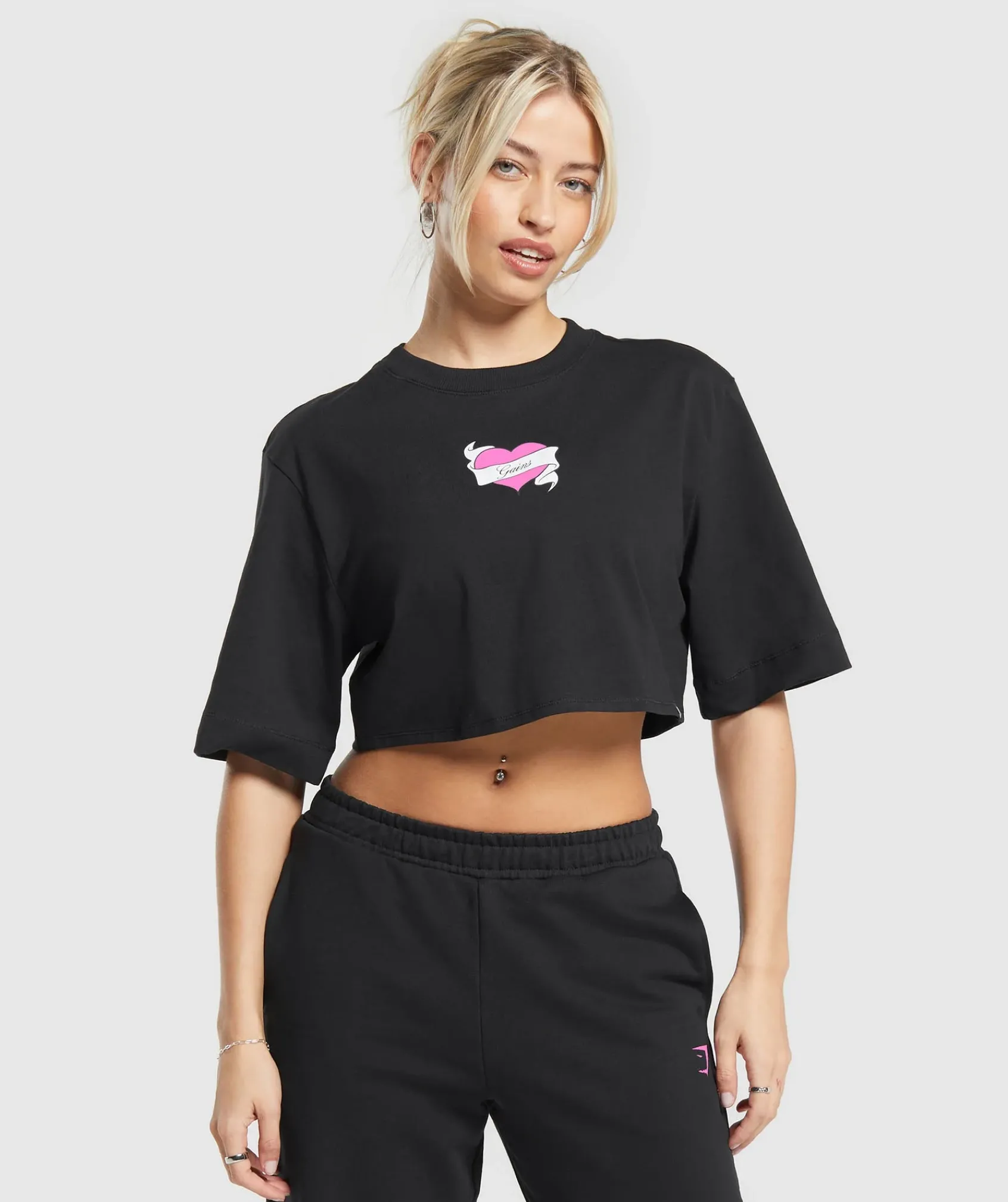 DAMES Gymshark Croptops|T-shirts*Tattoo Oversized Crop Top