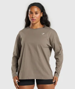 DAMES Gymshark T-shirts*Training Oversized Cotton Long Sleeve Top