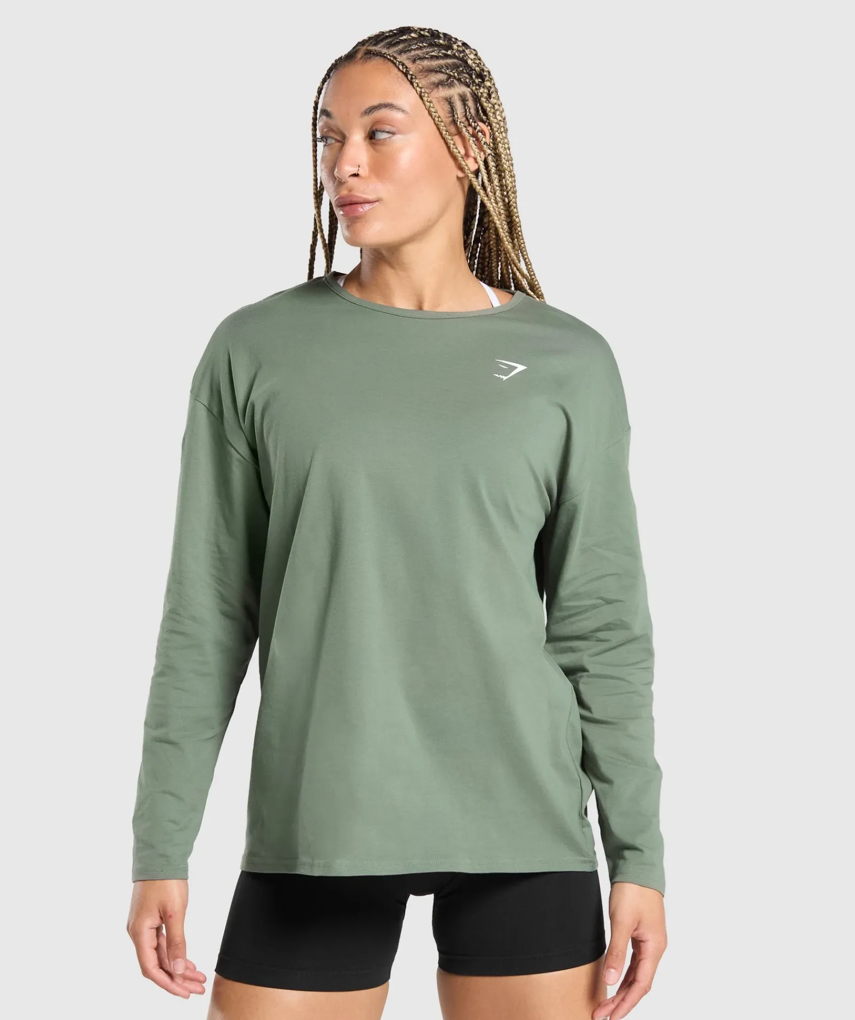 DAMES Gymshark T-shirts*Training Oversized Cotton Long Sleeve Top