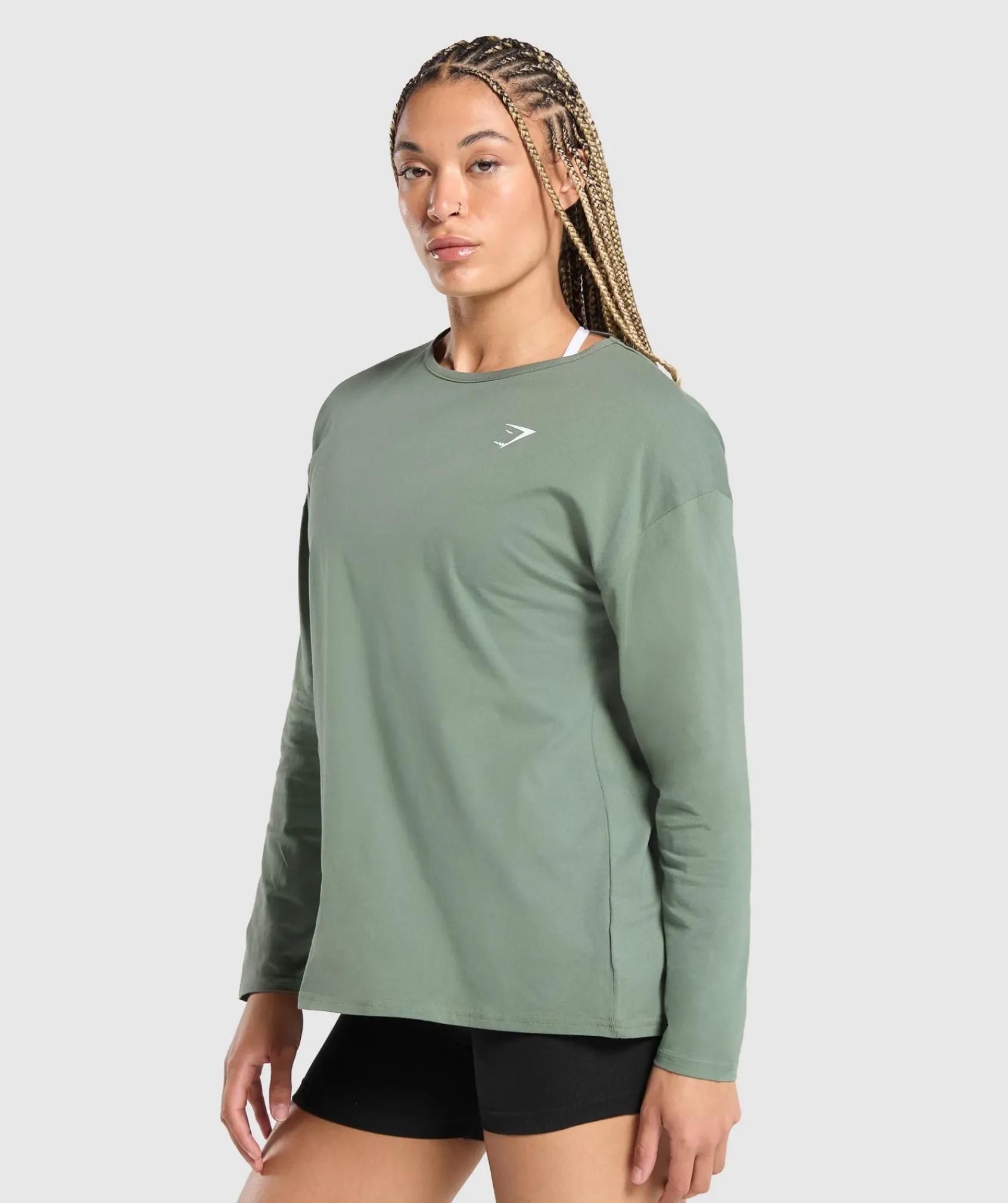 DAMES Gymshark T-shirts*Training Oversized Cotton Long Sleeve Top