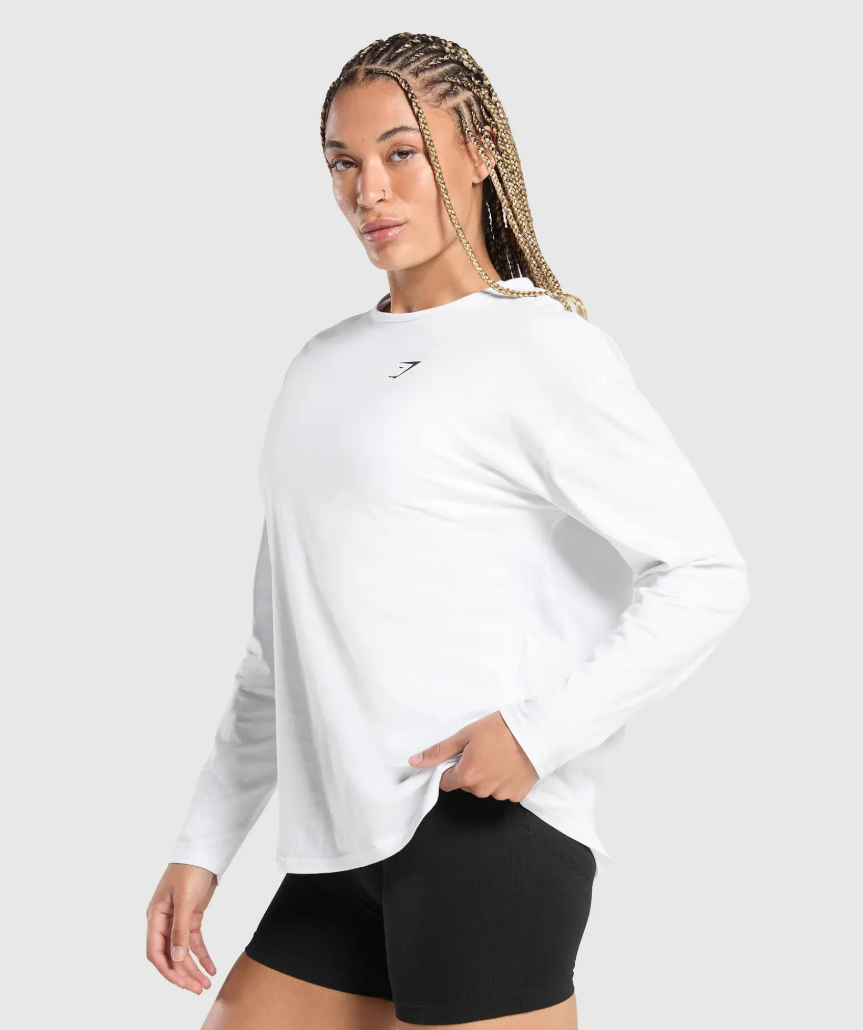 DAMES Gymshark T-shirts*Training Oversized Cotton Long Sleeve Top