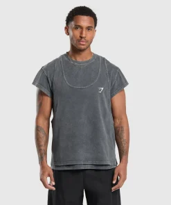 Heren Gymshark T-shirts*Washed Double Layer T-Shirt