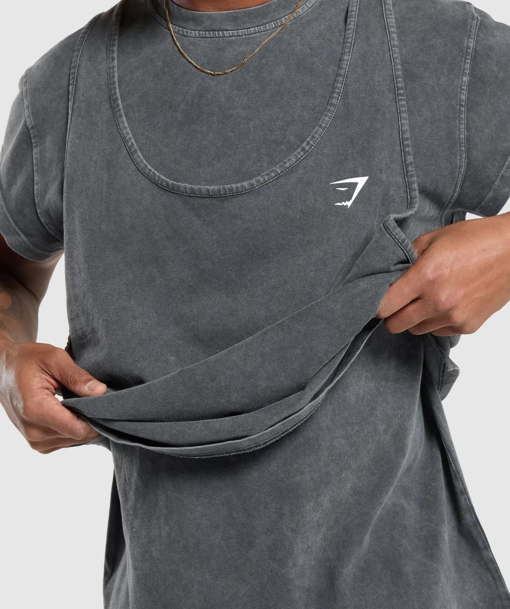 Heren Gymshark T-shirts*Washed Double Layer T-Shirt